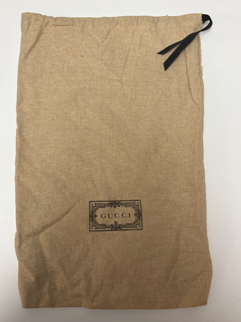 Gucci Beige Drawstring Dust Bag with Black Ribbon